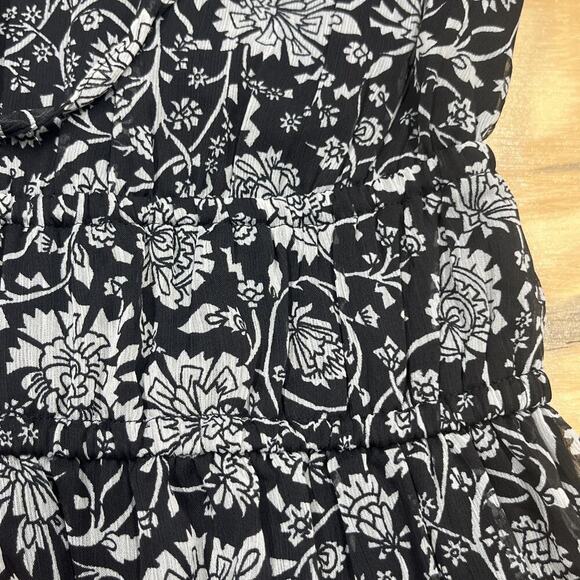 Old Navy Y2K Chiffon Midi Dress Black Floral Size Medium Whimsigoth Fairy Flowy - Picture 8 of 16